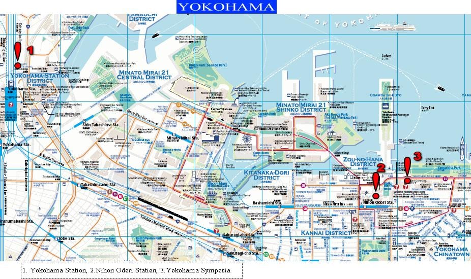 Yokohama pėsčiomis žemėlapyje