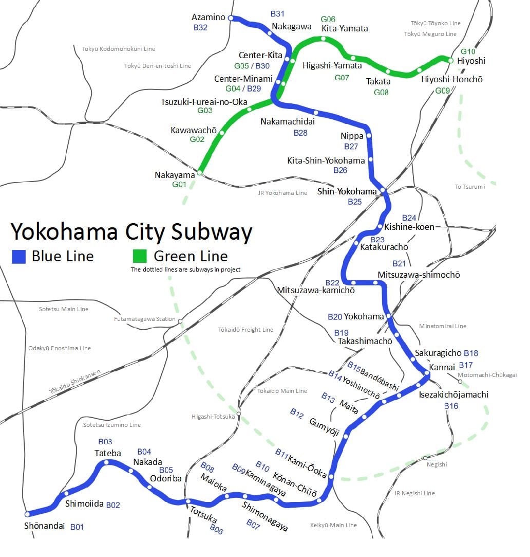 Yokohama metro žemėlapis