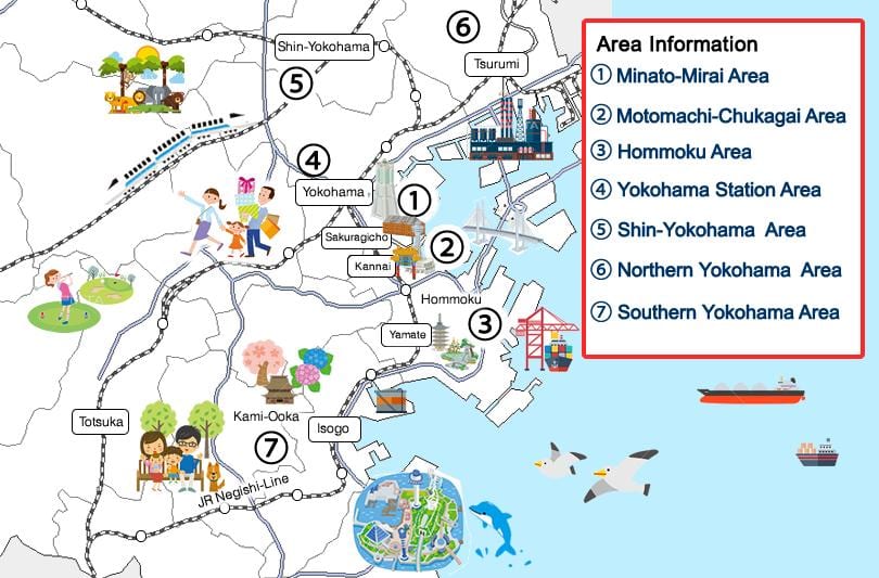 Yokohama lankytinos vietos žemėlapyje